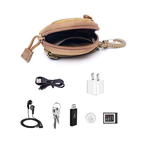 Tactical MOLLE Pouch - Small Multi-Function EDC Organizer Bag for Keys, Wallet, Wireless Headset & Coins - Durable Zippered Pocket Pouch for Outdoor, Hiking, Camping & Everyday Carry Essentials