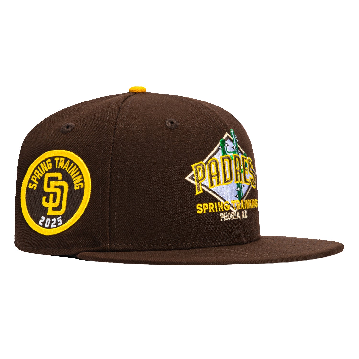 New Era 59Fifty San Diego Padres MLB Baseball Cap with Spring Training Patch - Brown Adjustable Snapback Hat for Men & Women | Game Day, Casual Wear & Sports Fan Gift