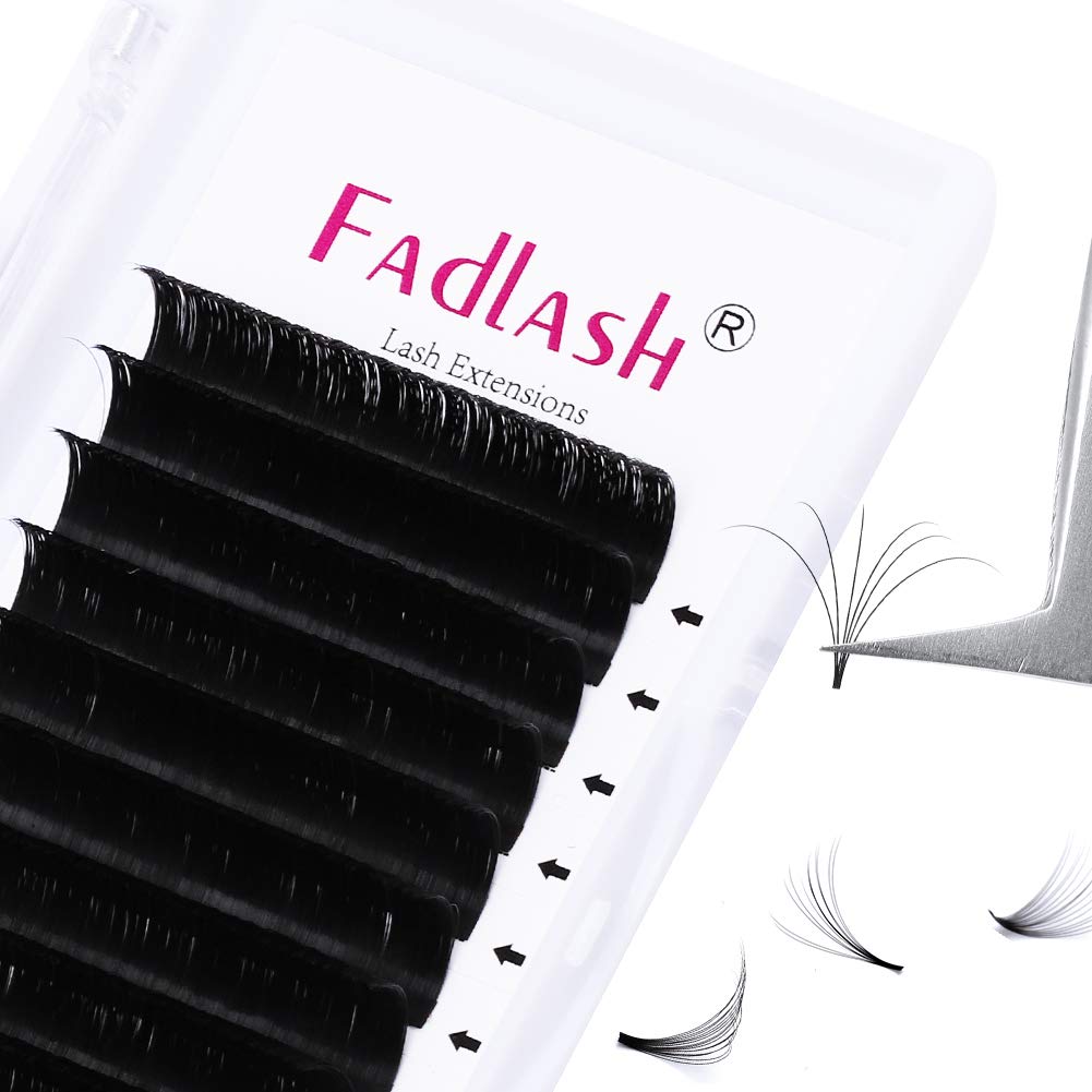 Premium 8-14mm Mixed Length Easy Fan Volume Lashes - CC Curl Self-Fanning Eyelash Extensions for Russian Blooming Effect (0.05mm, 8-14mm Mix) - Perfect for Salon Professionals & DIY Lash Artists for Natural to Dramatic Looks