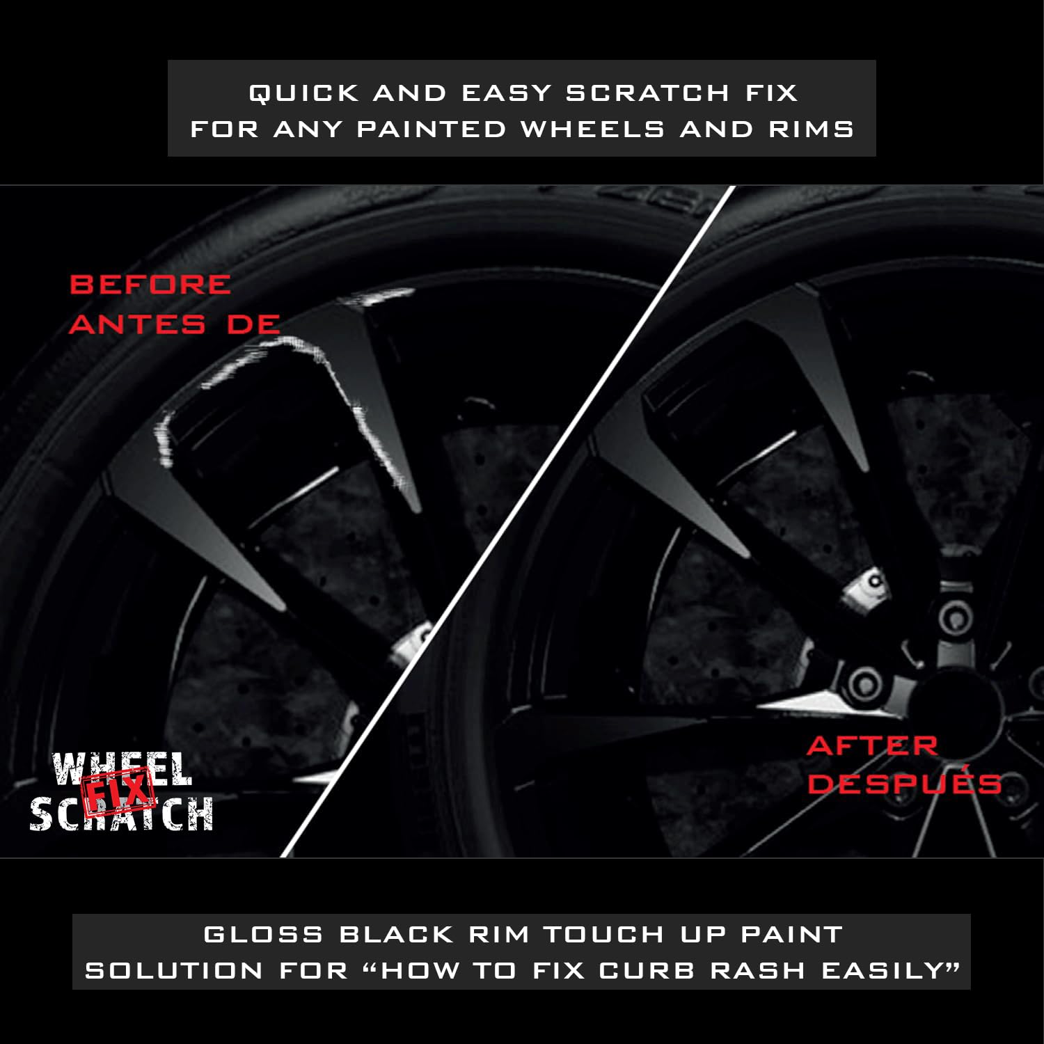 Gloss Black Rim Touch Up Paint Kit - Car Wheel Scratch Repair Kit with Paint Pen for Alloy Wheels | Universal Curb Rash & Rim Repair | Perfect for DIY Car Maintenance & Wheel Restoration
