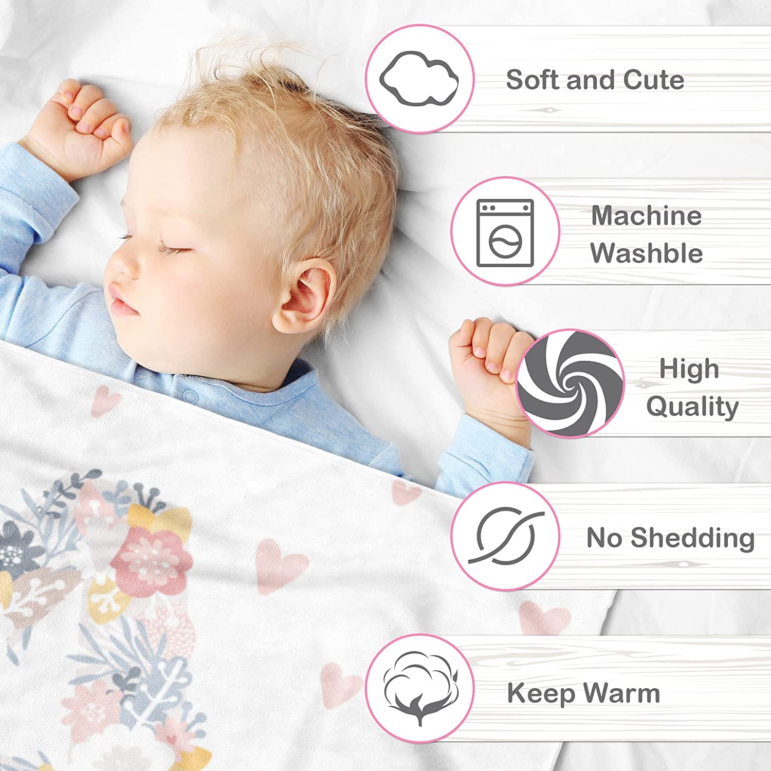 Personalized Baby Blankets for Boys & Girls with Name - Ultra Soft Newborn Blanket | Custom Embroidered Baby Name Blanket | Kids Throw Blanket for Nursery, Stroller & Photo Shoots | Perfect Baby Shower Gift