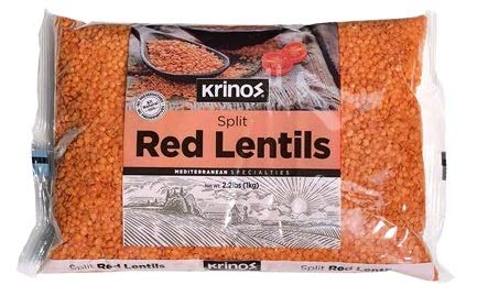 Organic KRINOS Split Red Lentils 1 lb Pack - High Protein, Gluten-Free, Non-GMO - Perfect for Soups, Stews, and Indian Dal Recipes