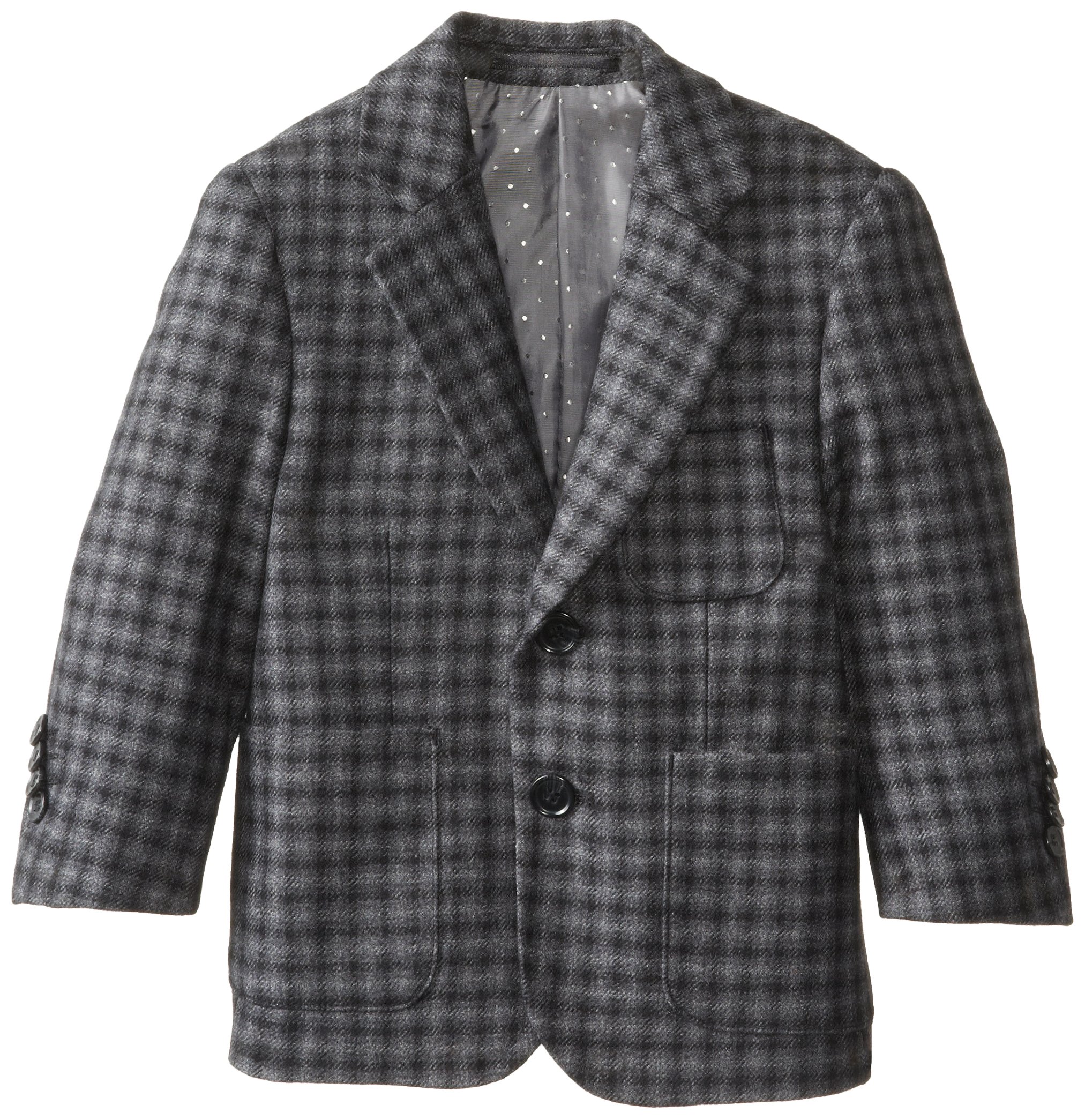 Isaac Mizrahi Black Label Boys' Checkered Wool Blazer Jacket - Stylish Formal Wear for School, Weddings & Special Occasions