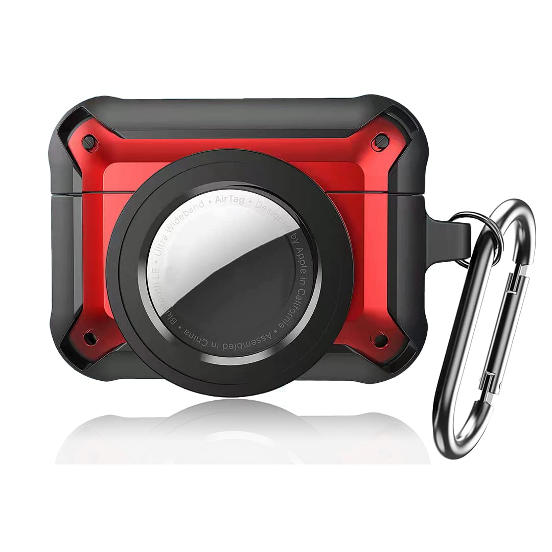 AirPods Pro & AirTags Compatible Case - Cute Protective Silicone Cover with Keychain, Classic Camera Design, Shockproof (Red) - Perfect for Travel, Gym & Everyday Use