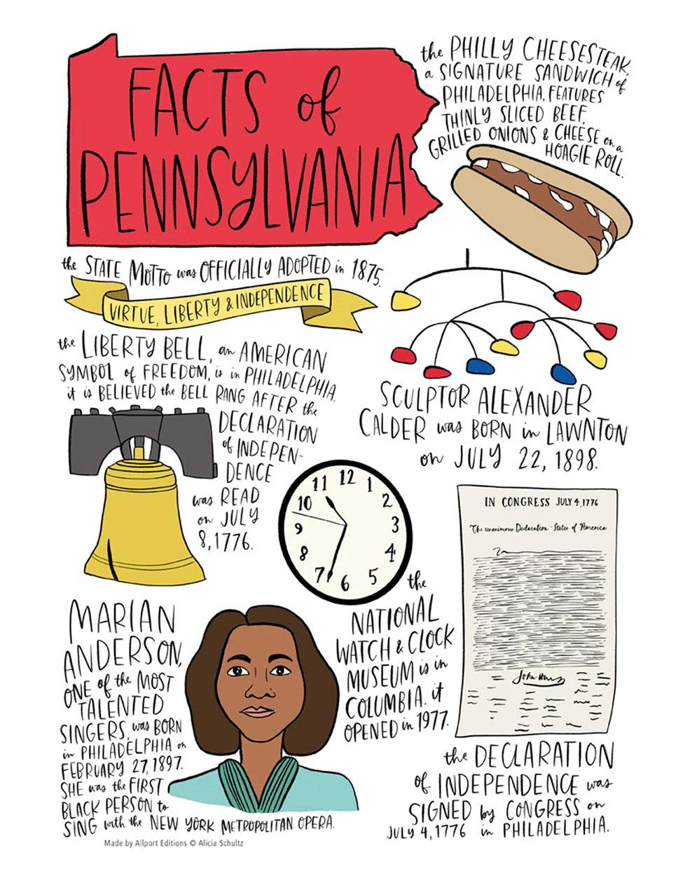 Pennsylvania State Facts Kitchen Towel - 100% Cotton Dish Towel for Cooking, Cleaning & Decor | Allport Editions