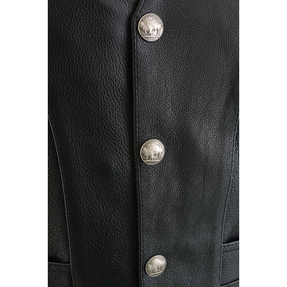 Milwaukee Men's 1.4mm Genuine Cowhide Leather Lace-Up Vest - Stylish Biker Jacket for Motorcycle Riding, Casual Outfits & Outdoor Adventures