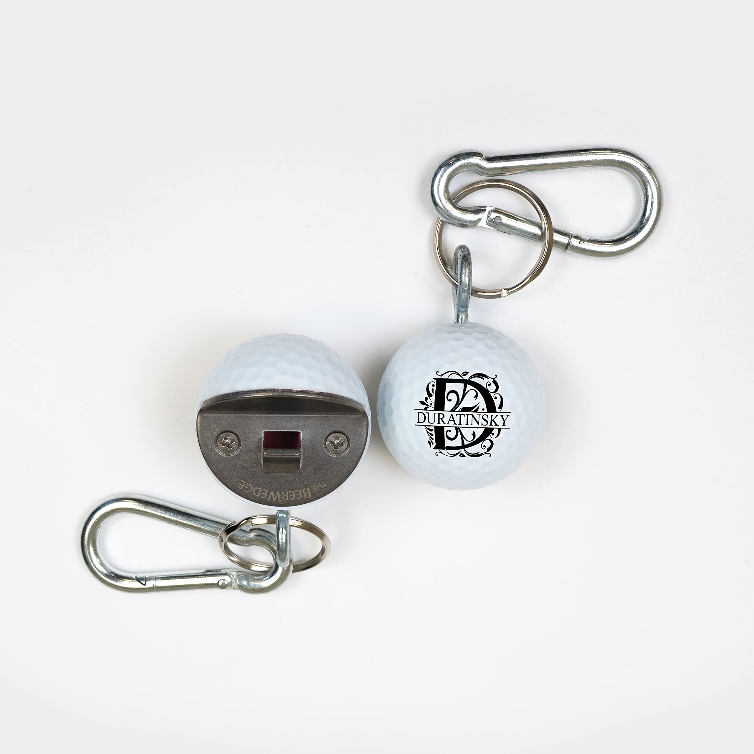 Custom Monogram Golf Ball Bottle Opener - Personalized Golf Gift for Men & Women with Keychain & Carabiner - Real Golf Ball Design with Name & Initials - Perfect for Golf Lovers, Father's Day, Birthday & Retirement Gifts