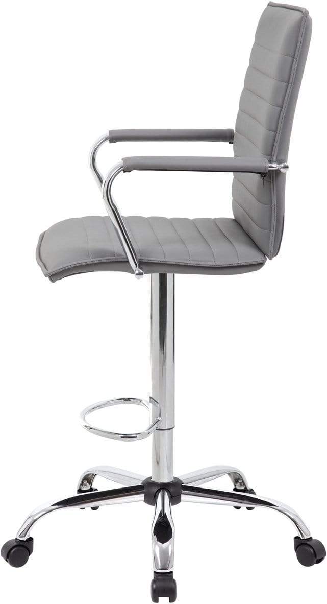 Boss Vinyl Ribbed Drafting Stool [B16533C BK] - Adjustable Height Bar Stool for Office, Kitchen, or Studio - Comfortable & Durable Seating Solution