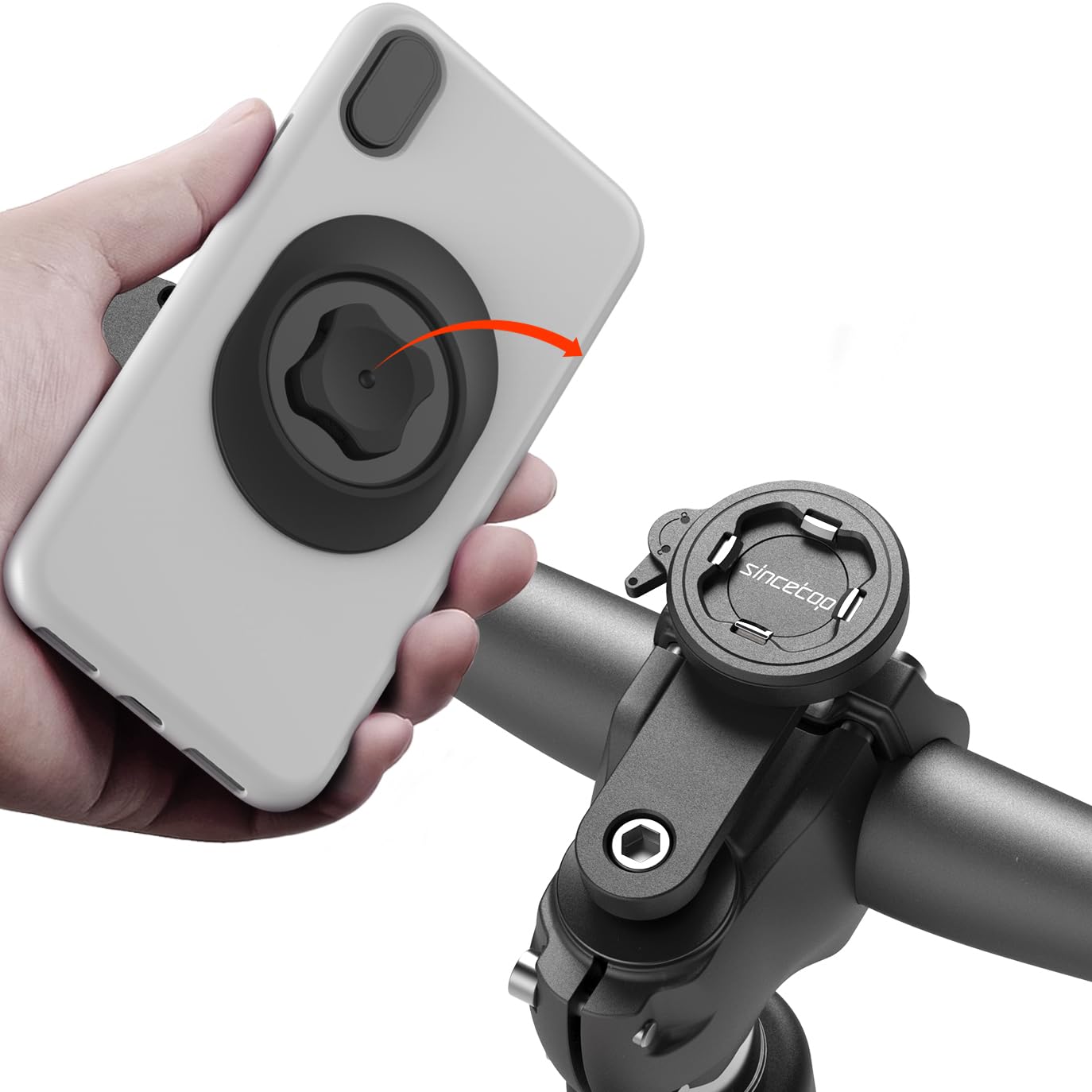 Sincetop Bike Phone Mount - Universal Aluminum Handlebar Phone Holder for Mountain & Road Bicycles | Quick Release C-2 Series (2nd Gen) | Perfect for Cycling, Commuting & Outdoor Adventures