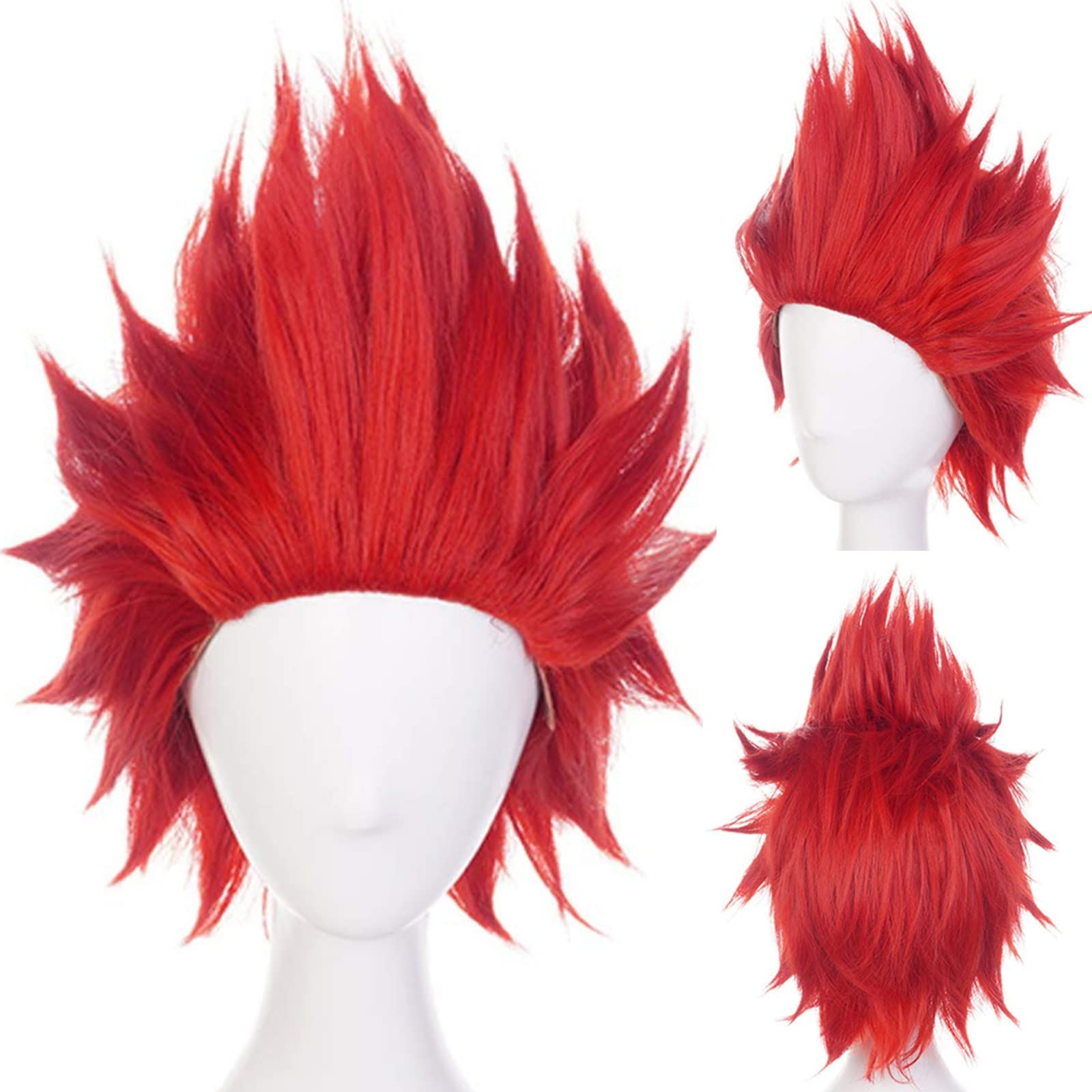 ANOGOL Short Red Anime Cosplay Wig - Synthetic Spiky Angry Wig for Men | Halloween, Christmas Party Costume | Perfect for Cosplay, Themed Parties & Costume Events