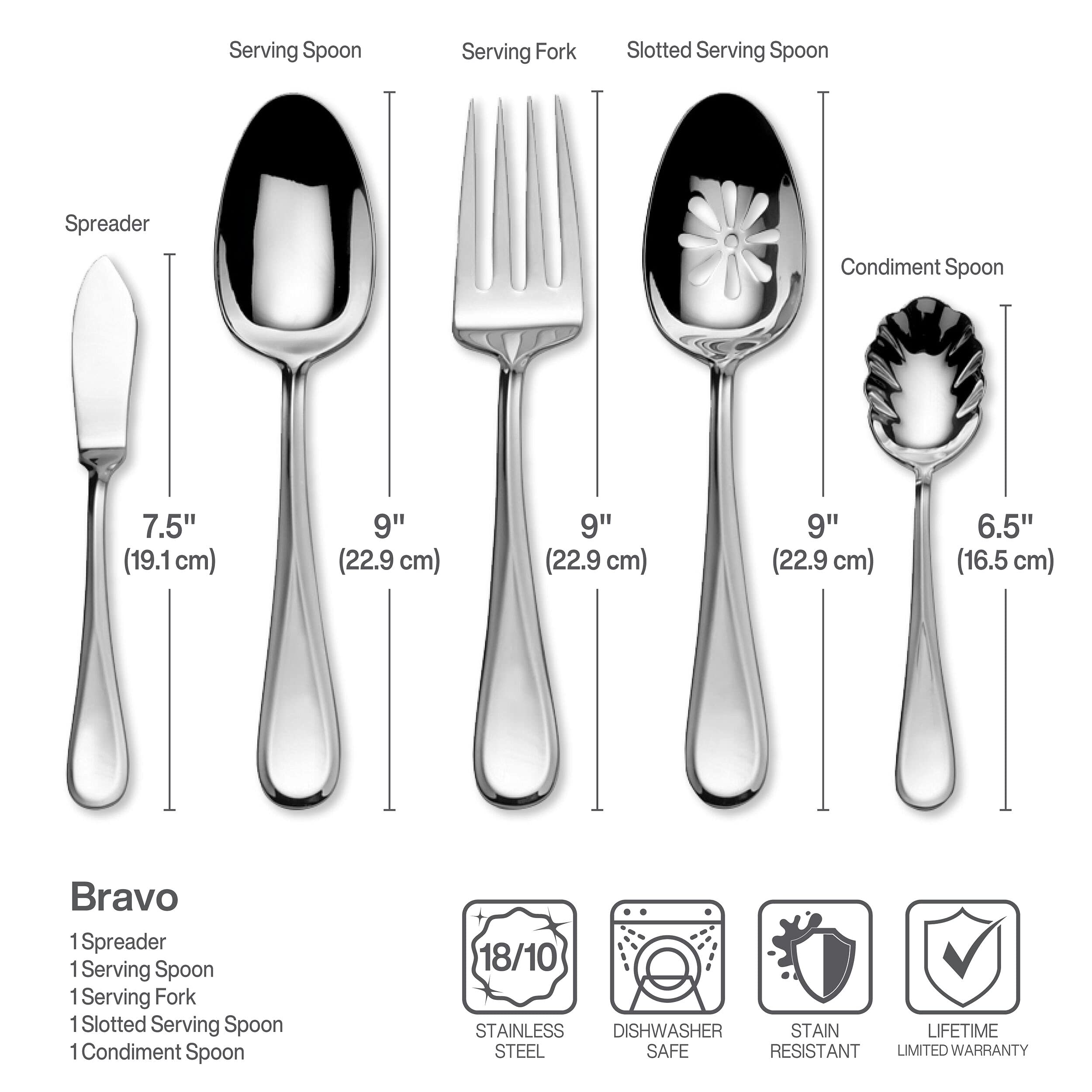 Premium Mikasa Bravo 65-Piece Flatware Set for 12 - 18/10 Stainless Steel Silverware with Serving Utensils - Elegant Dinnerware for Formal Dining, Weddings & Entertaining