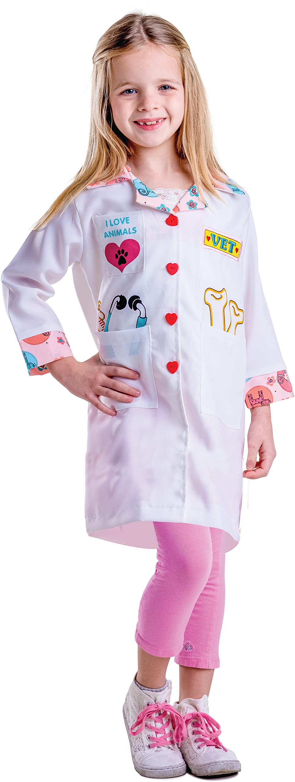 Veterinarian Costume for Girls - Kids Vet Lab Coat Dress Up Set | Halloween, Role Play & Pretend Play Costume for Girls