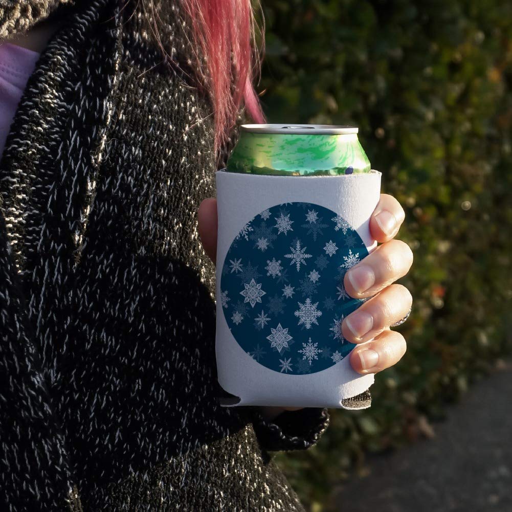 Blue Tile Pattern Snowflake Can Cooler - Collapsible Insulated Drink Sleeve for Beer & Soda - Perfect for Parties, BBQs & Winter Gatherings