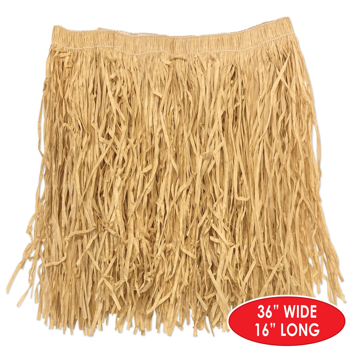 12 Pack Beistle Adult Mini Hula Skirt - Natural Coconut Fiber Grass Skirts for Hawaiian Luau Party, Halloween Costume & Tropical Themed Events