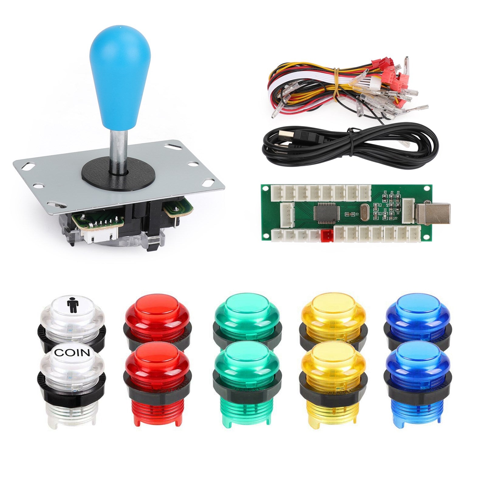 1 Player LED Arcade DIY Kit - USB Encoder for PC Gaming, Joystick & Gamepad Controller - Perfect for Retro Gaming, MAME Emulators & Home Arcade Setup