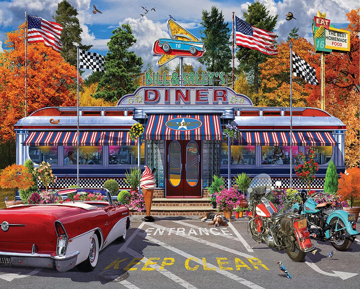 1000-Piece Jigsaw Puzzle - White Mountain Bill & Sally's Diner for Family Game Night