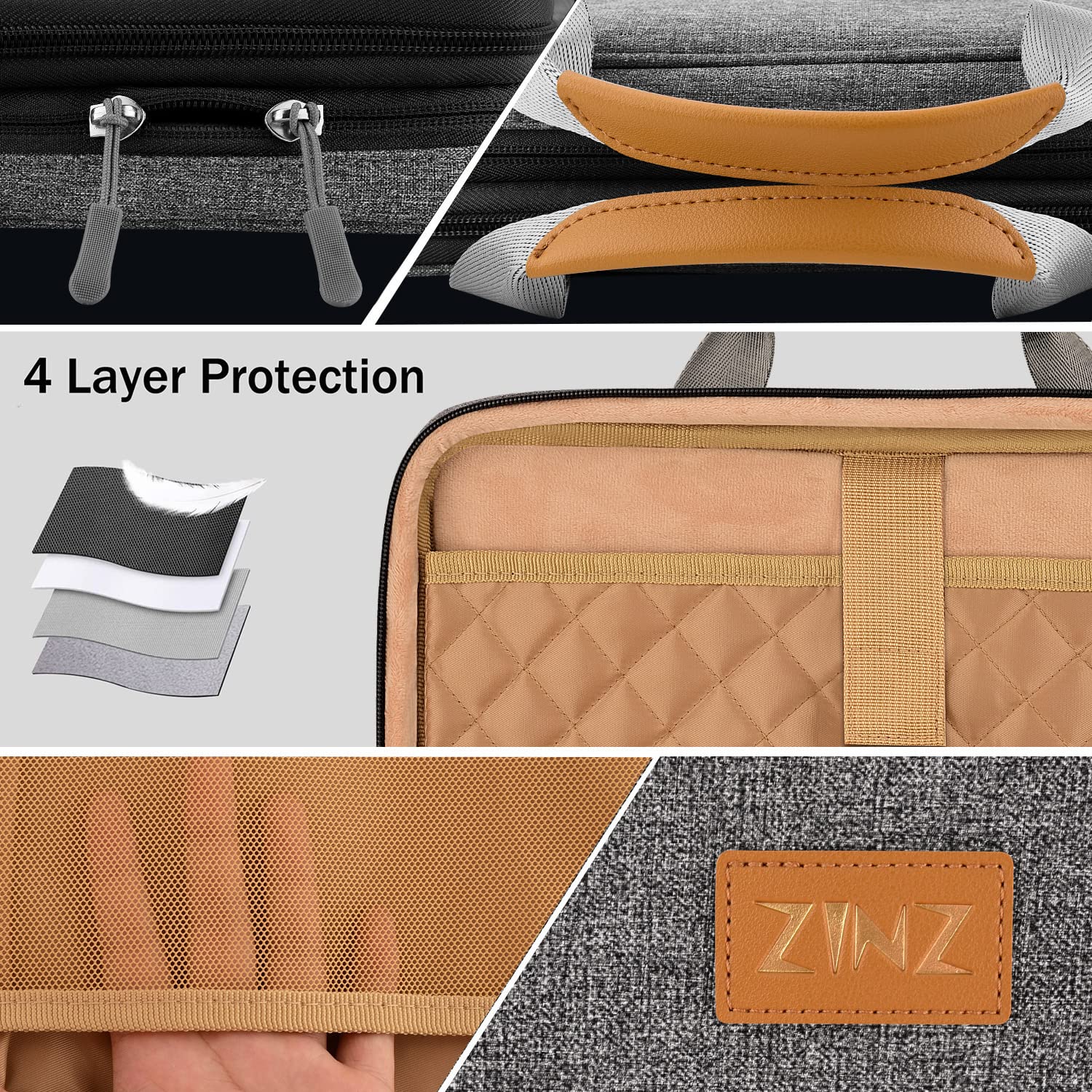 ZINZ Slim Expandable Laptop Sleeve for 13 14 15 16 Inch - Multipurpose Computer Case Handbag with Storage, Perfect for Work, Travel, and School