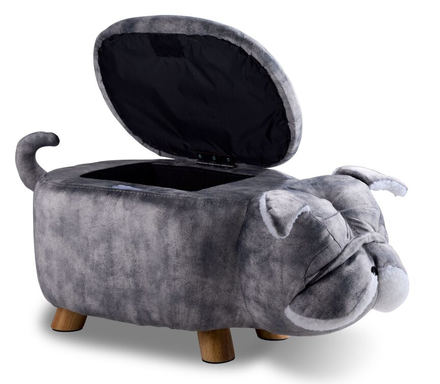 Bulldog Storage Ottoman Grey - Stylish Footrest with Hidden Storage for Living Room, Bedroom & Office