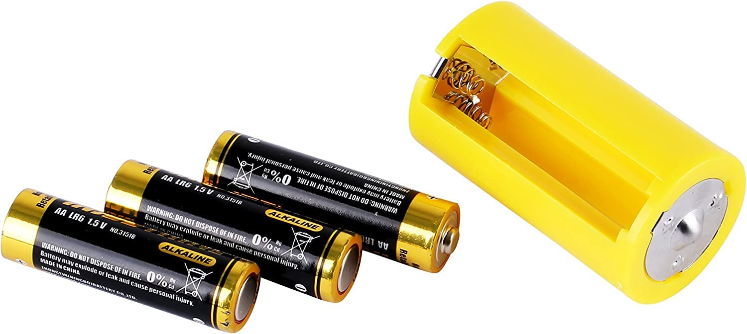 Whizzotech 12-Pack AA to D Battery Adapter Converters - 3 AA to 1 D Battery Holder with 1.5V Output - Yellow Plastic Case for Flashlights, Toys & Electronics