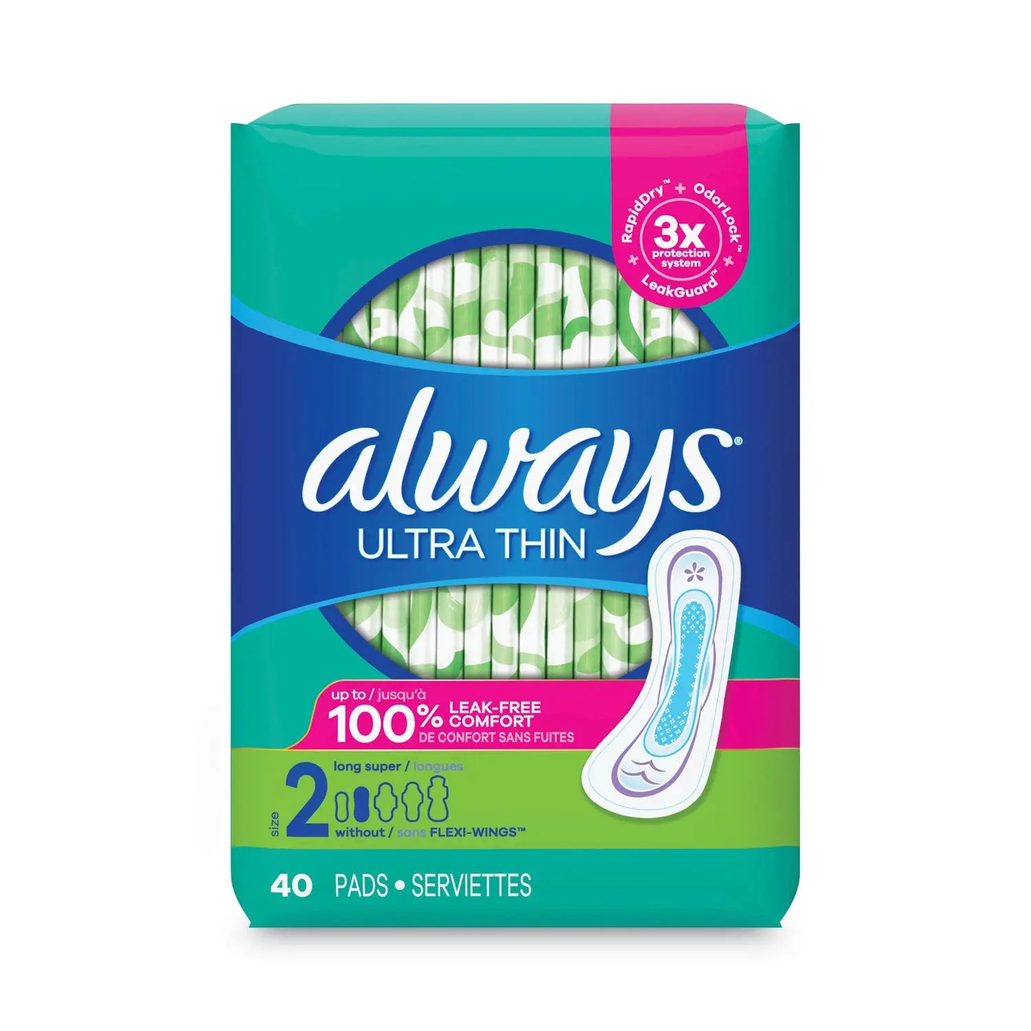 Always Ultra Thin Pads for Women, Super Long 10 Hour Protection, 40 Count (Pack of 6) - Overnight & Heavy Flow Sanitary Pads - Perfect for Travel, Workouts and Active Lifestyles