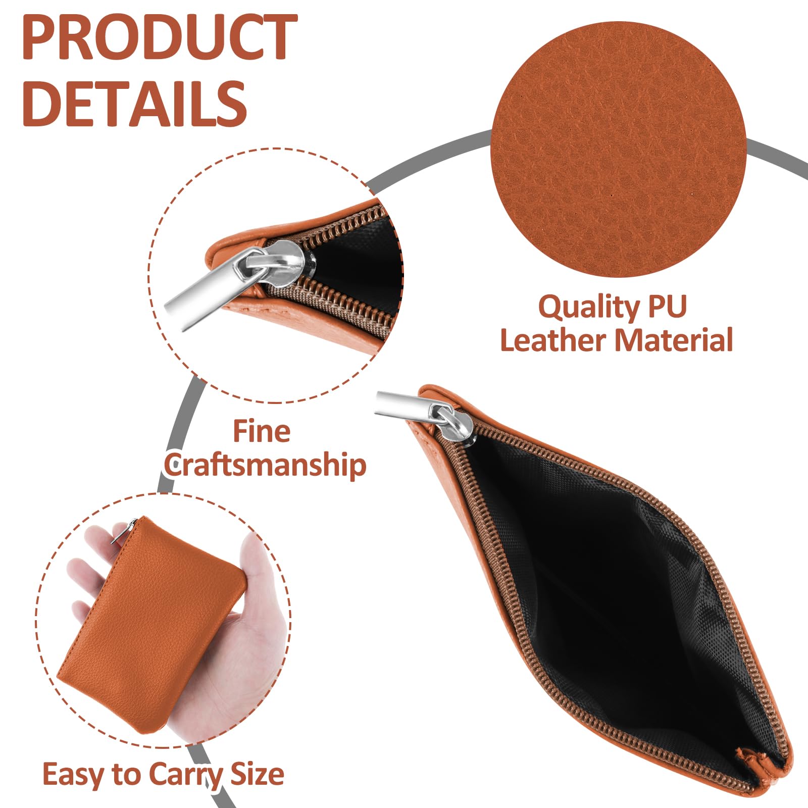 Simarro 2Pcs Lychee Pattern PU Leather Coin Purse - Mini Zipper Wallet for Women, Credit Card Holder & Organizer for ID, Keys, Lipstick, Headphones (Black+Light Brown) - Perfect for Travel, Shopping & Daily Essentials Storage