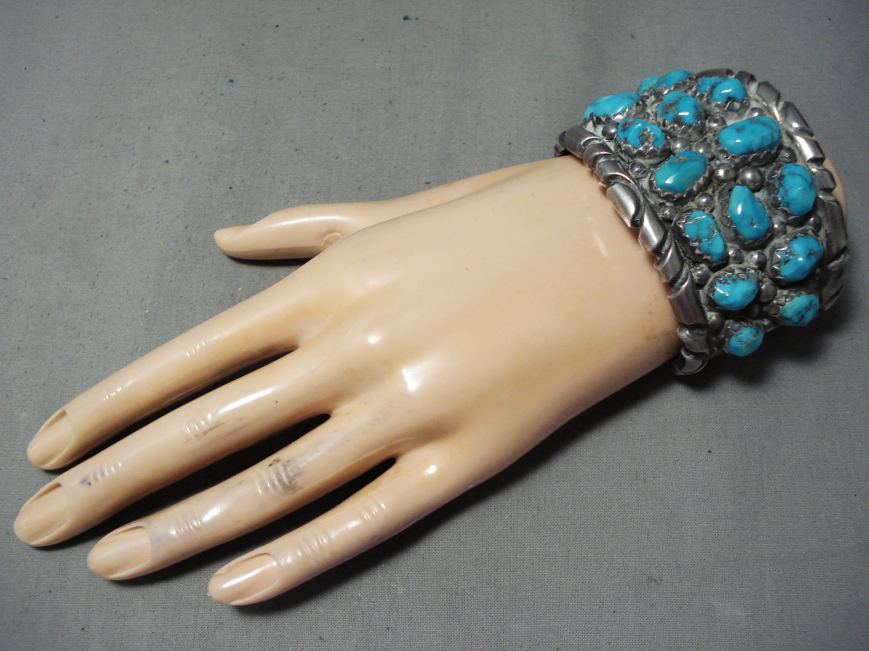 200g Vintage Native American Chunky Turquoise Sterling Silver Bracelet - Handmade Boho Jewelry for Women, Gift for Her, Wedding, Festival & Special Occasions