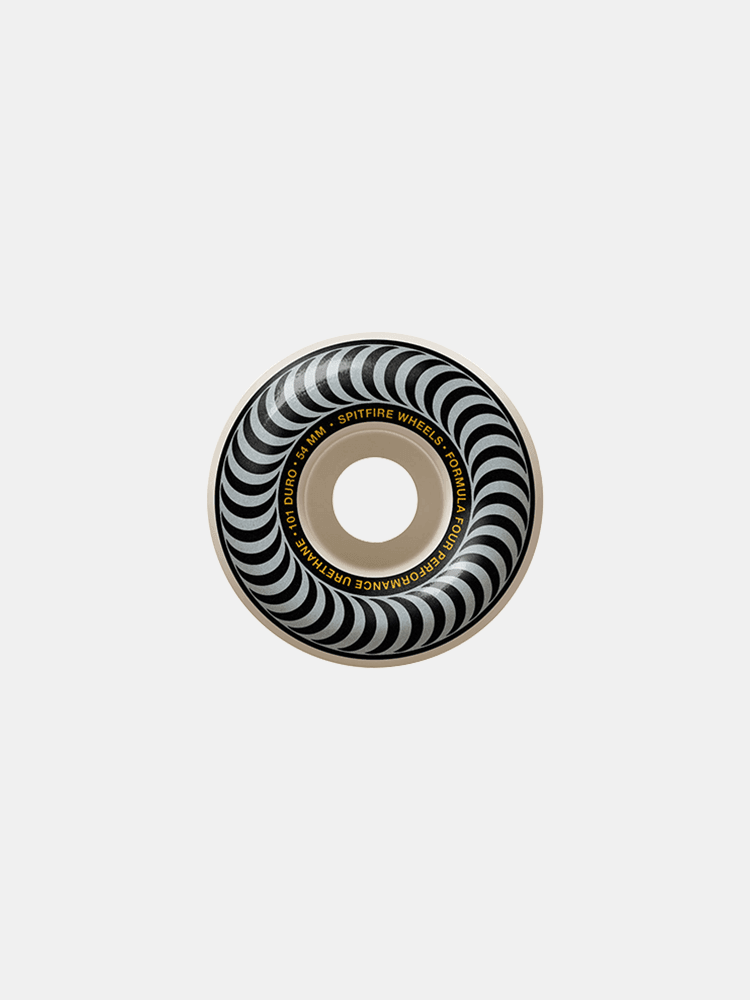 Spitfire Formula Four 101D Classic Skateboard Wheels - 101D Urethane, 54mm, Silver - Perfect for Street Skating, Park Riding & Smooth Cruising