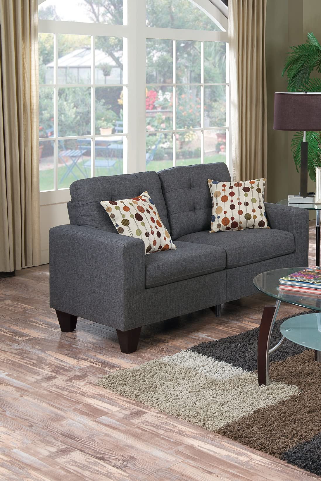 Merax 2-Piece Upholstered Living Room Sofa Set - 3-Seater Couch & Loveseat with Tufted Polyfiber Design & Pillow Cushions | Solid Pine Frame | Perfect for Small Spaces, Apartments, Home Office & Cozy Living Rooms
