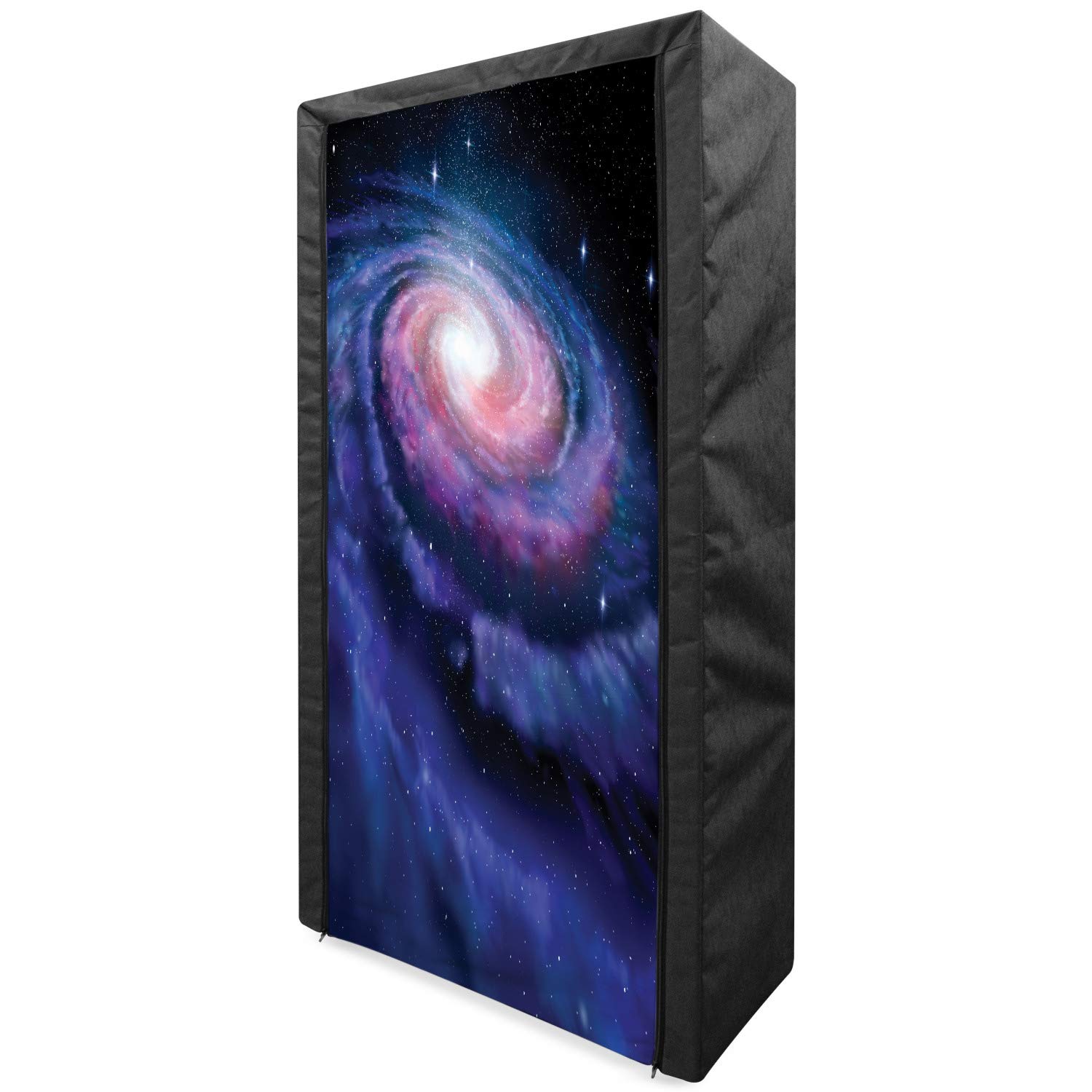 Ambesonne Galaxy Portable Fabric Wardrobe - Space Nebula Spiral Stardust Astronomy Art Closet Organizer with Shelves, 33.5 Inch, Mauve Blue - Perfect for Bedroom, Dorm & Apartment Clothing Storage