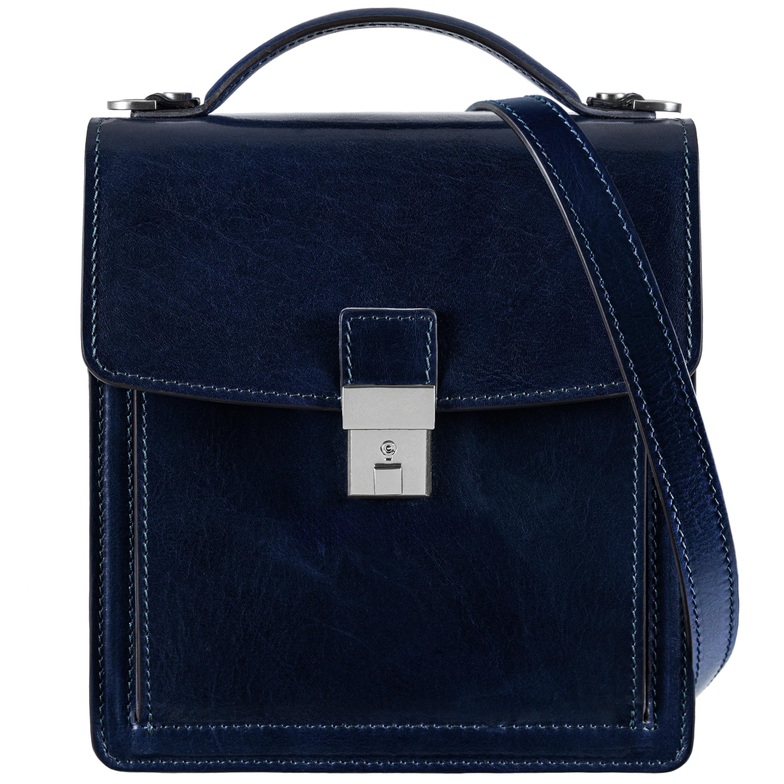 Premium Italian Leather Messenger Bag for Men - Slim Crossbody Briefcase with Time-Resistant Design - Perfect for Business, Travel & Daily Commute - Includes Gift Box