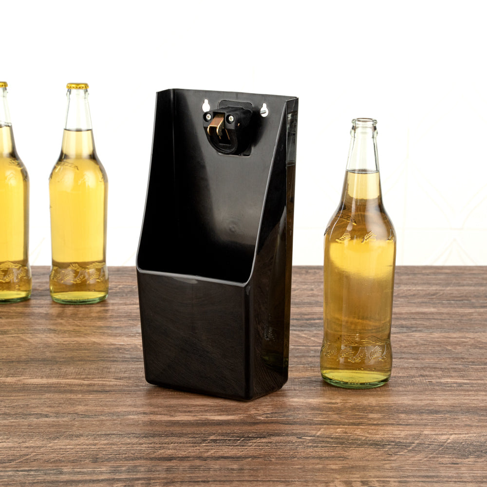 Bar Lux Black Bottle Cap Catcher with Built-in Opener - 8.25