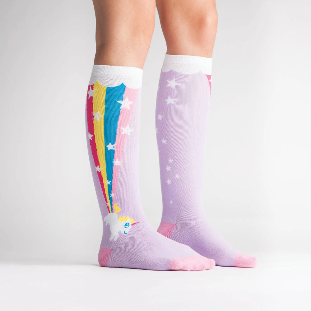 Colorful Knee High Socks for Women - Rainbow Blast Pattern | Comfortable & Fun Fashion Socks for Everyday Wear, Cosplay & Gift Giving