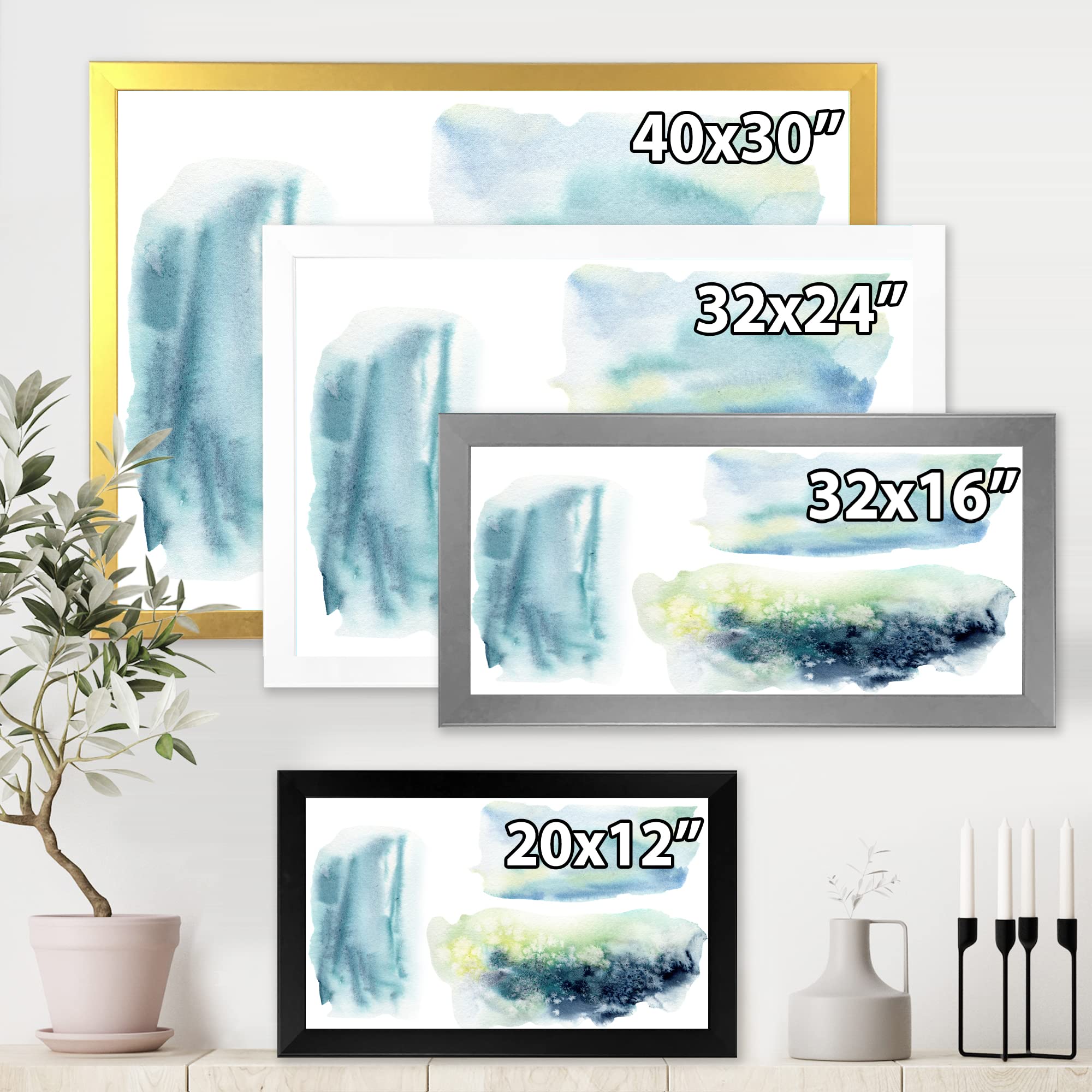 Abstract Underwater Clouds Modern Framed Wall Art - Contemporary Ocean Themed Home Decor for Living Room, Bedroom & Office