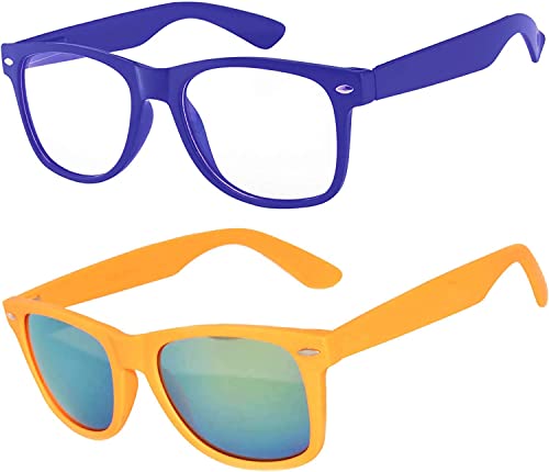 Dark Blue Clear, Orange Mirror
