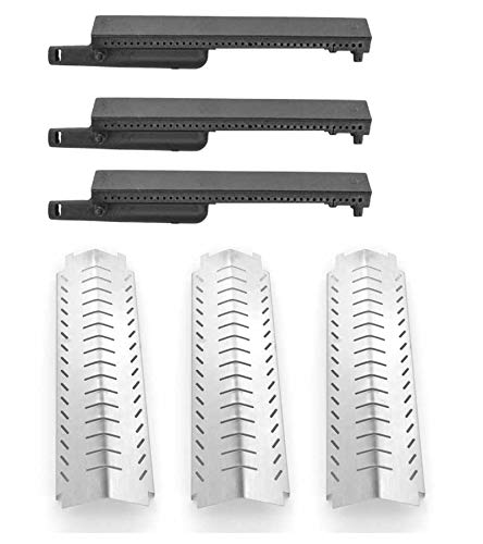Grill Replacement Parts Kit for Costco & Charbroil Gas Grills - Compatible with Models 463230703, 463241205, 463242304, 464246004, 461230403, 466242404 - Includes 3 Heat Shields & 3 Cast Iron Burners - Perfect for Backyard BBQs, Outdoor Cooking & Grill Maintenance