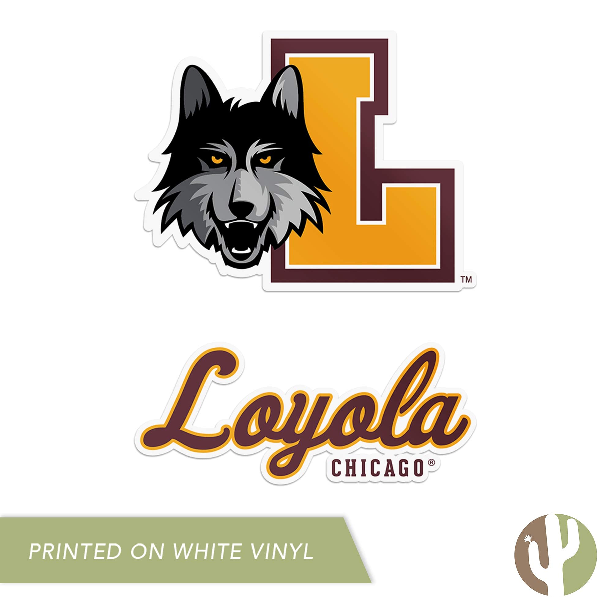 Loyola University Chicago Ramblers Desert Cactus Vinyl Decal Sticker Set (4 Inch) - Perfect for Laptop, Water Bottle, Car & Scrapbook Decor - NCAA Fan Gift & School Spirit Accessories