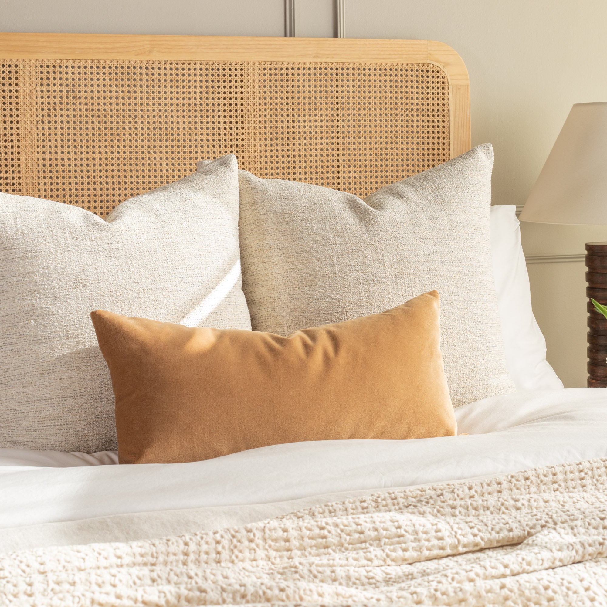Valentina Velvet 12x24 Lumbar Pillow in Nutmeg - Soft Decorative Cushion for Sofa, Bed & Home Decor