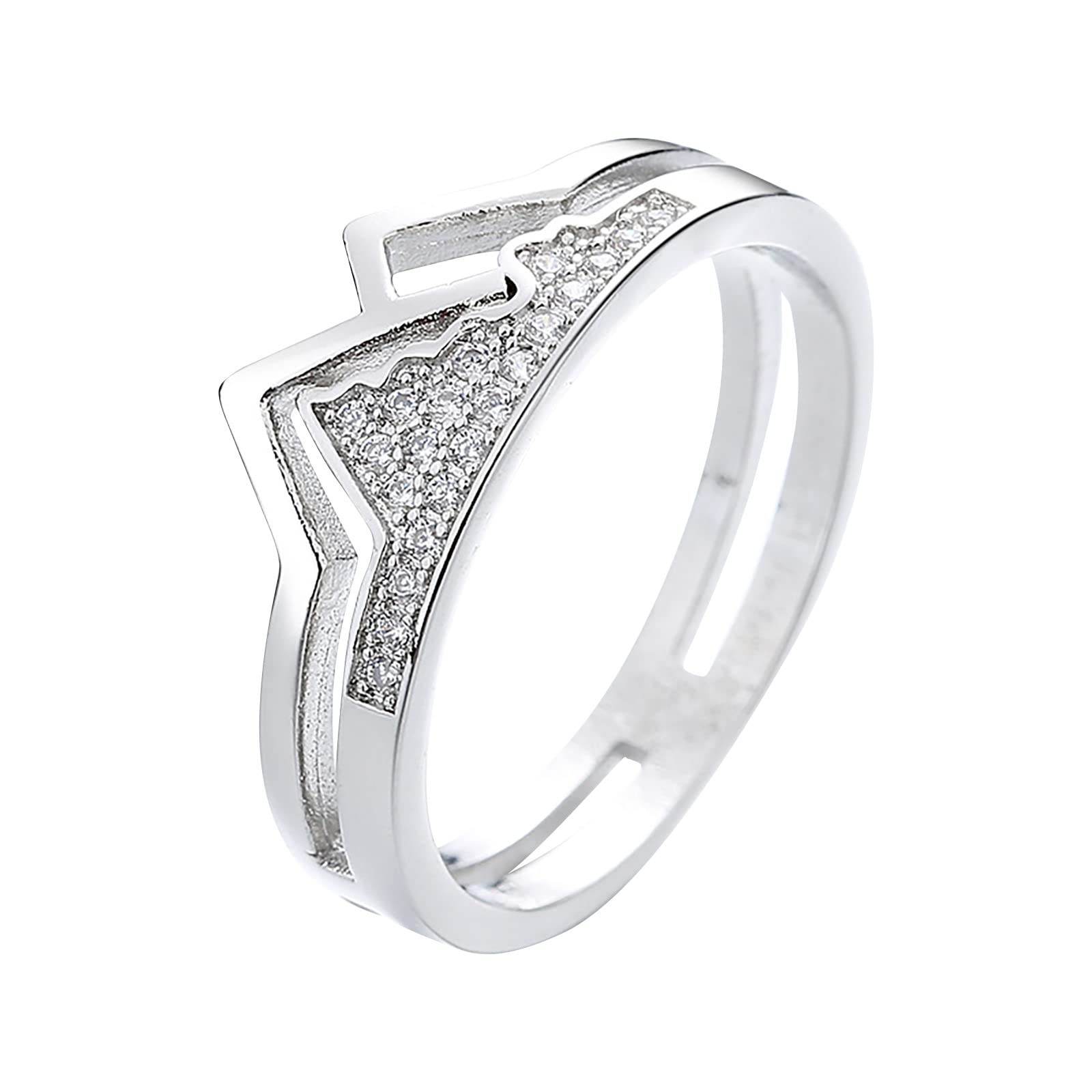 Xlpaxhong Mountain & Sea Couple Rings for Women - Sterling Silver Matching Wedding Bands (Size 8) - Romantic Anniversary Gift for Wife, Girlfriend - Perfect for Valentine's Day, Engagement & Everyday Wear