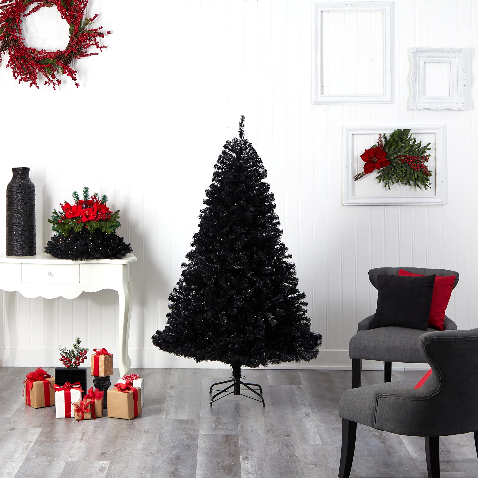 Nearly Natural 6ft Pre-Lit Artificial Christmas Tree with 400 Clear LED Lights & 1036 Tips - Perfect for Home, Office & Holiday Decorations