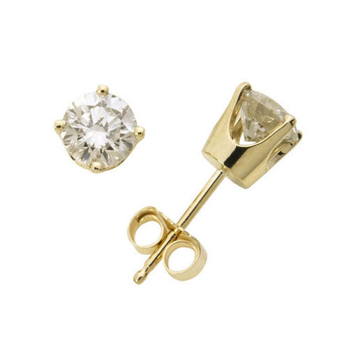 14K Yellow Gold Classic Diamond Solitaire Stud Earrings for Women - Perfect for Weddings, Anniversaries & Special Occasions