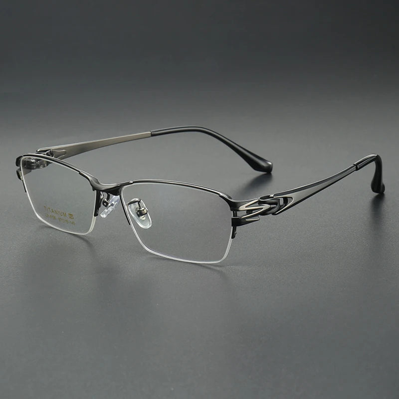 Aror Men's Semi-Rimless Square Titanium Eyeglasses Frame 96156 - Lightweight Durable Glasses for Work, Reading & Everyday Wear