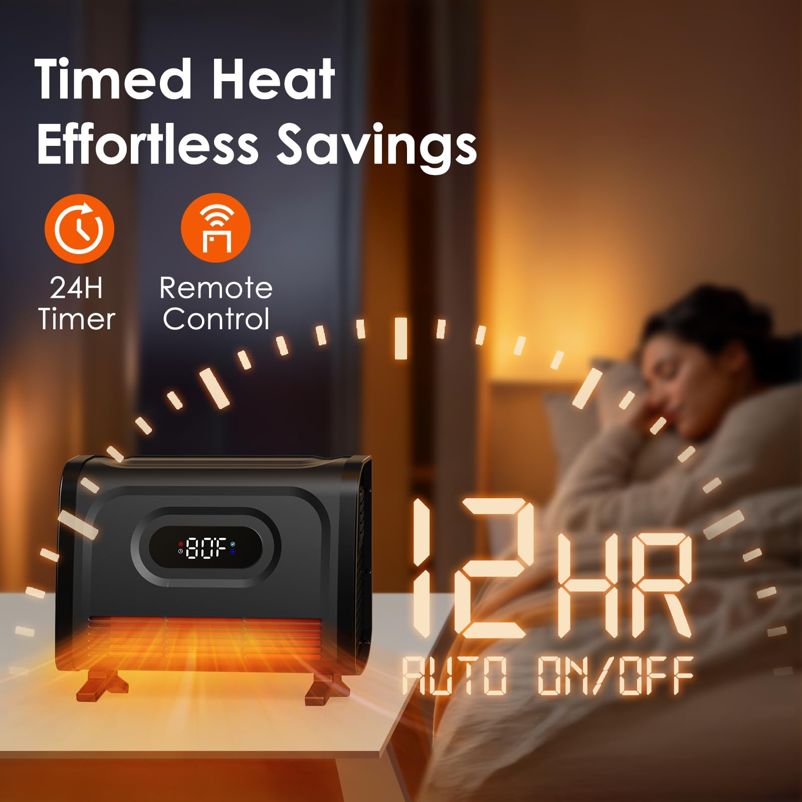 Air Choice 1500W Infrared Space Heater with Remote - Wall Mount or Freestanding Electric Heater with Adjustable Thermostat, 12H Timer & Child Lock for Indoor Use in Bedroom, Living Room, Garage & Bathroom | Energy Efficient Home Heating Solution