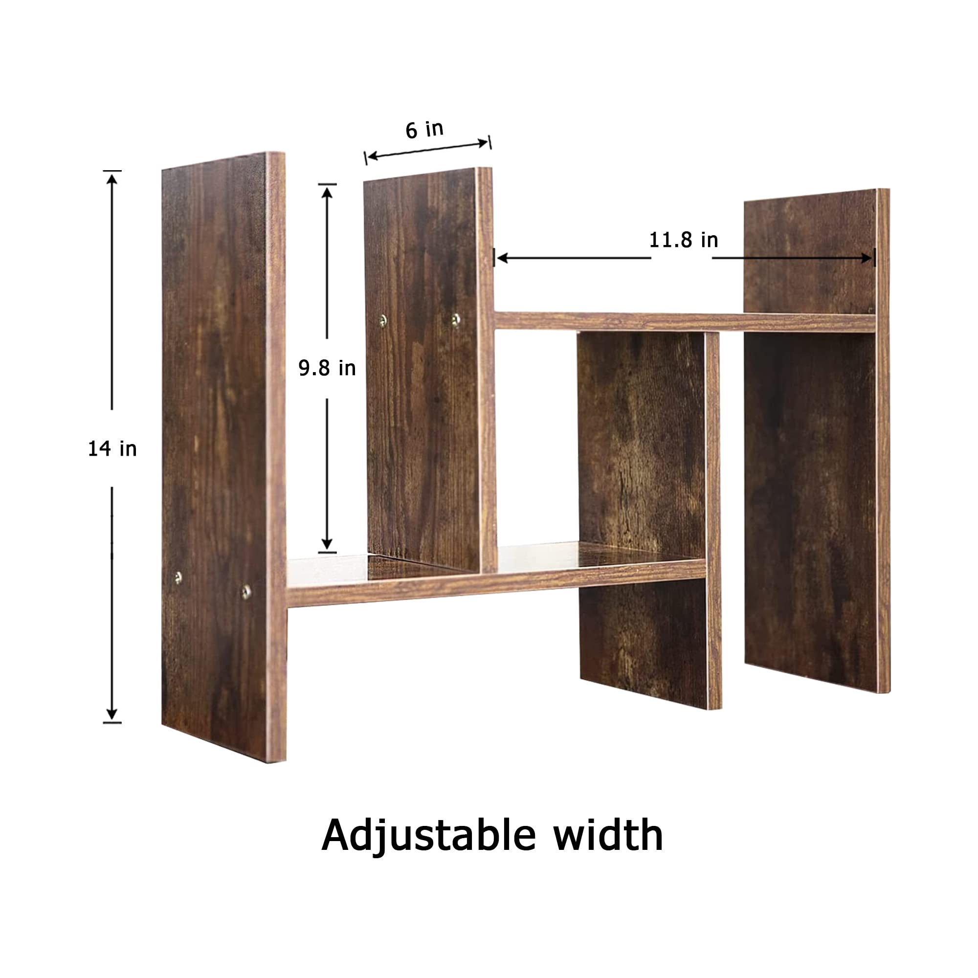 Adjustable Wood Desk Shelf Organizer - Multipurpose Desktop Storage for Office & Home - Mini Bookcase & Display Rack - Perfect for Workspace Organization, Book Display, and Home Decor