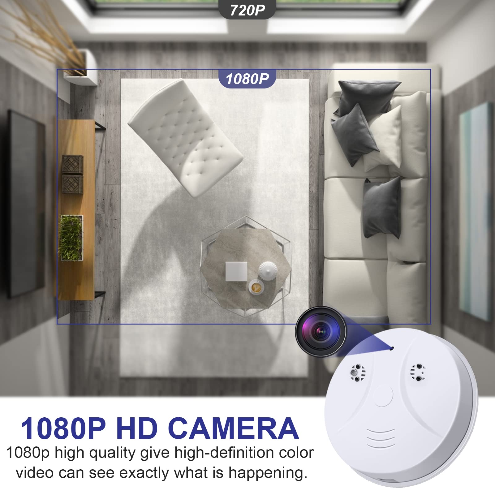 WiFi Mini Spy Hidden Camera Smoke Detector - 1080P HD Nanny Cam with Night Vision & Motion Detection | Wireless Security Camera for iOS/Android | Ideal for Home, Office & Baby Monitoring Safety
