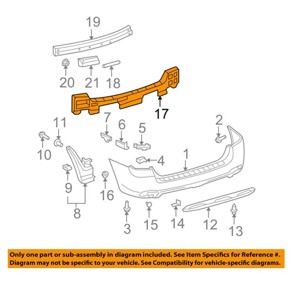 CAPA 08-10 Toyota Highlander & Hybrid Rear Bumper Cover Impact Absorber Foam Replacement - Perfect for Collision Repair & Enhanced Vehicle Safety