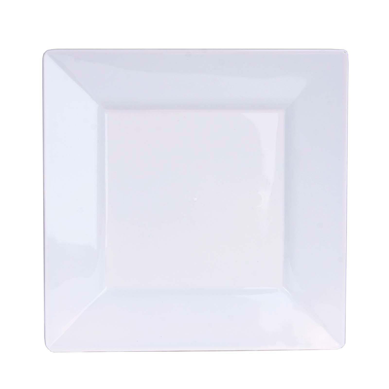 Efavormart 10 Pack - 6 Inch White Disposable Plastic Square Salad Dessert Plates for Wedding, Birthday Party, Reception, Buffet, Catering, Restaurant & Upscale Events - Perfect for Desserts, Appetizers, Snacks & Party Serving