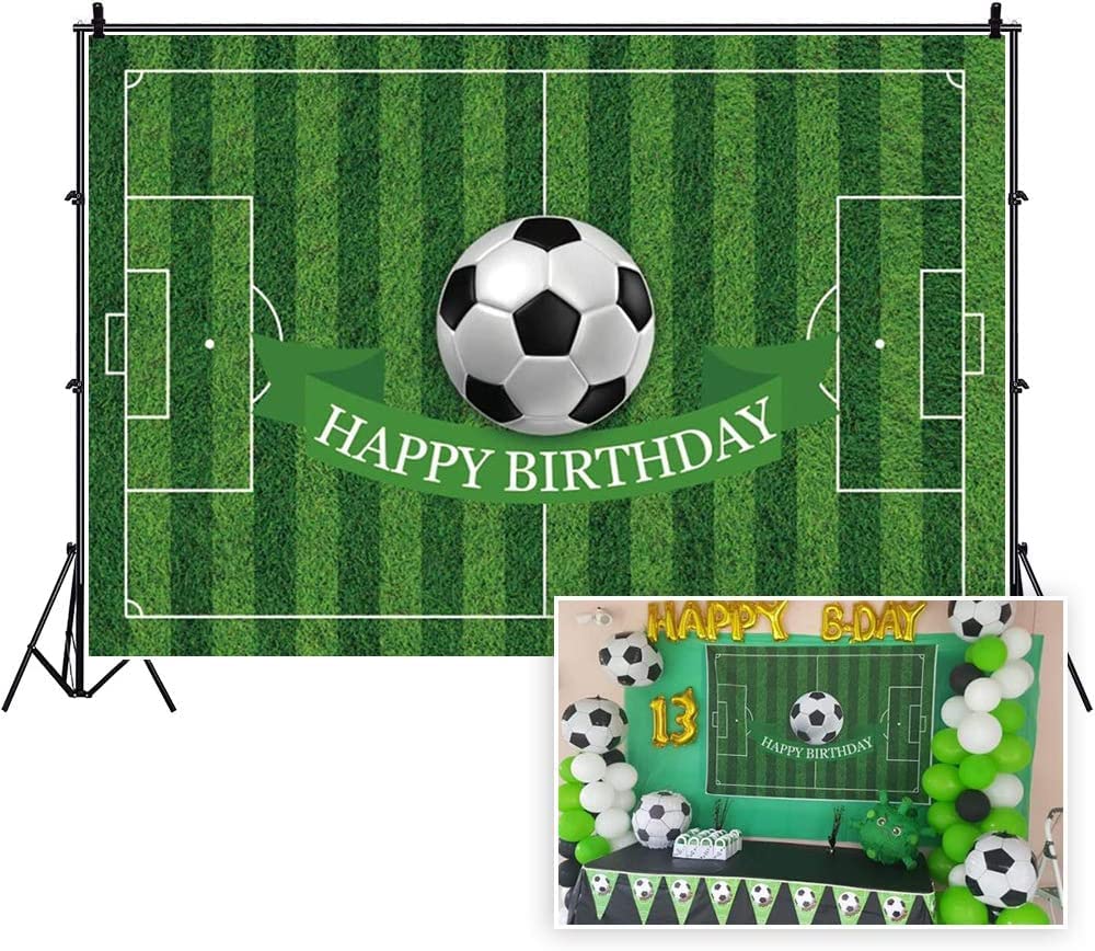 CSFOTO 8x6ft Soccer Backdrop - Premium Polyester Football Party Decor for Boys Birthday, Sports Theme Events & Soccer Field Background - Perfect for Birthday Parties, Team Celebrations & Sports Decorations