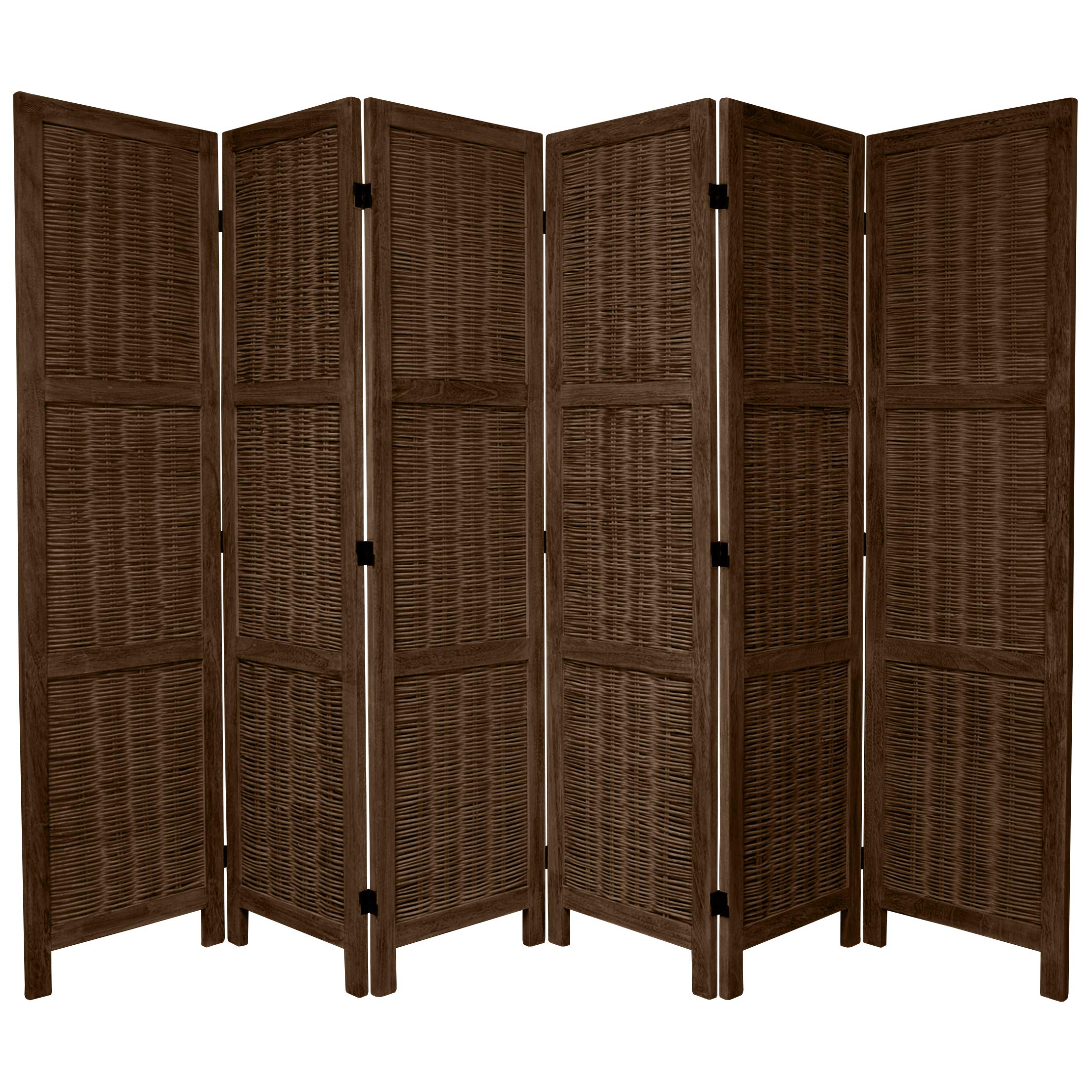 6-Panel Bamboo Matchstick Woven Room Divider - 5.5ft Tall Rustic Brown Folding Screen for Home Office, Bedroom Privacy & Asian-Inspired Decor