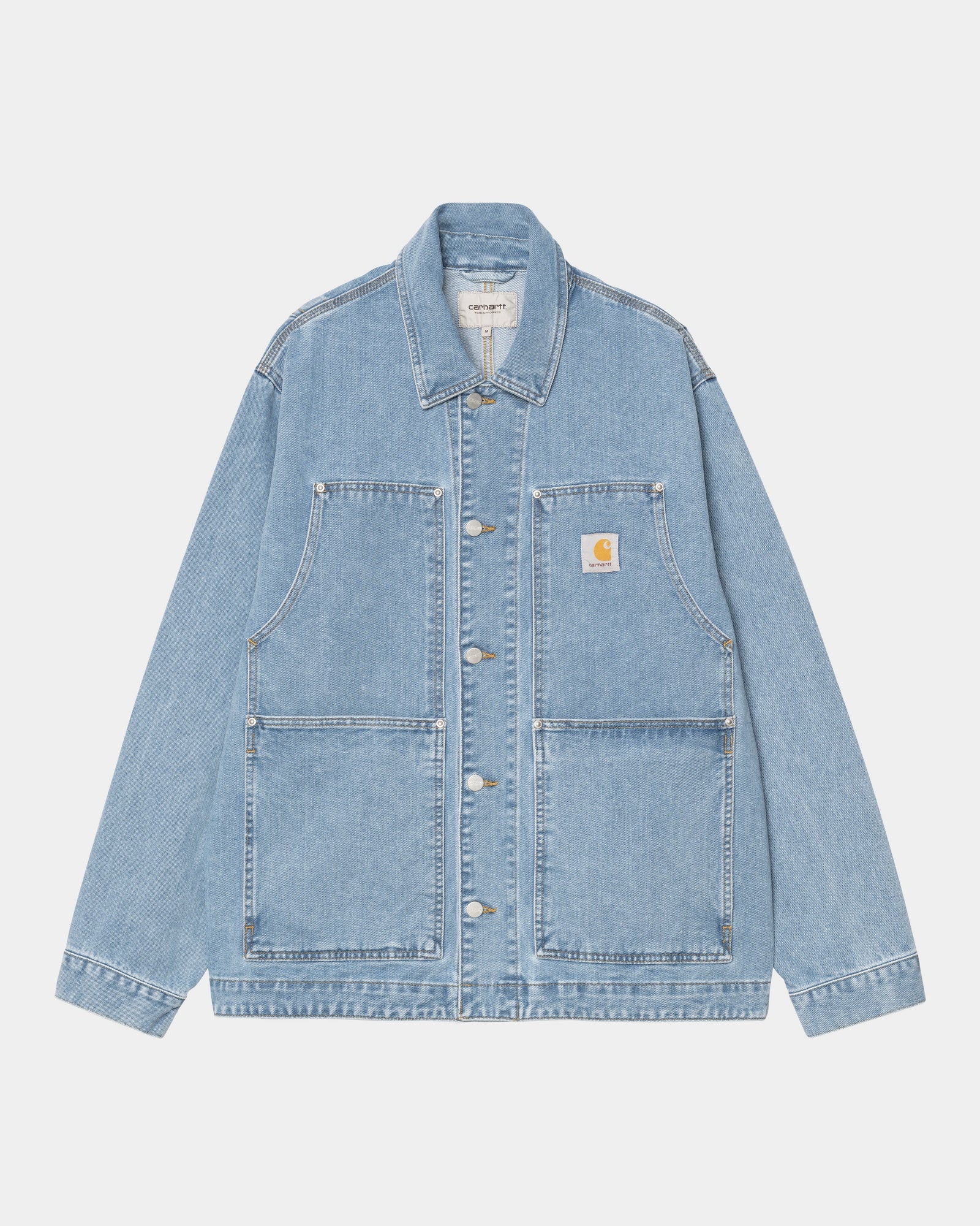 OG Double Front Jacket - Stone Bleached Blue Denim Jacket for Men & Women | Vintage Style Outerwear for Casual Wear, Street Fashion & Layering