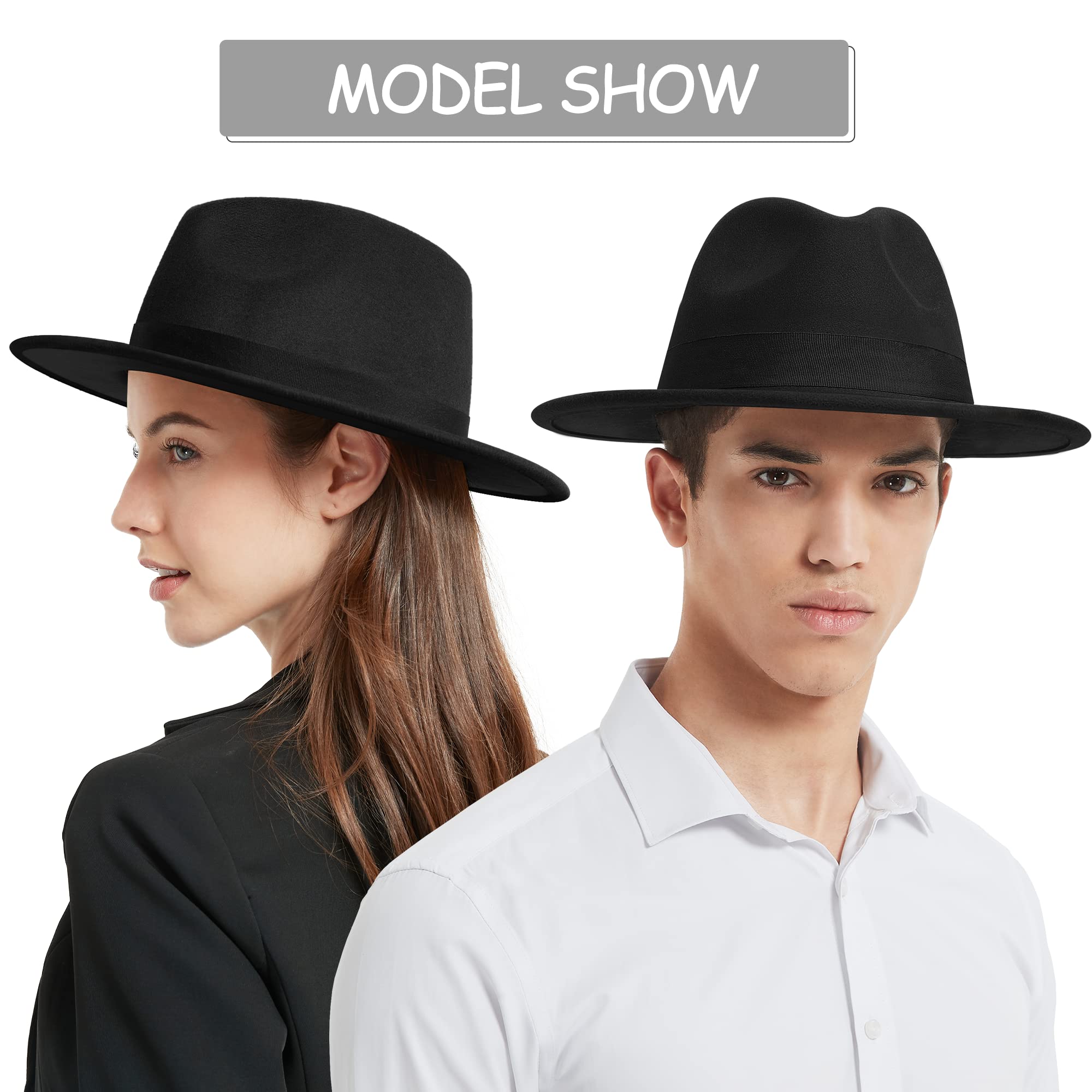 Stylish Wide Brim Fedora Hat for Women & Men - Classic Two-Tone Felt Panama Hat for Summer, Beach, Outdoor Events & Fashion Accessories